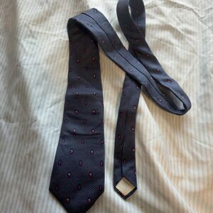 Rich's House Silk Necktie Navy Blue with Red and White Dot Pattern  #silk #tie